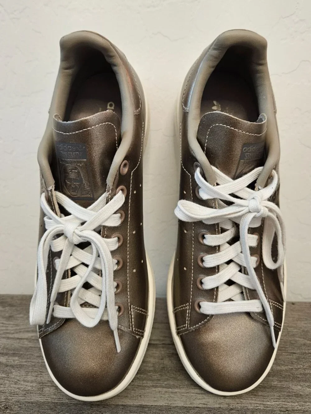Adidas Originals Stan Smith Metallic Bronze Pewter Leather Sneakers - Size 8